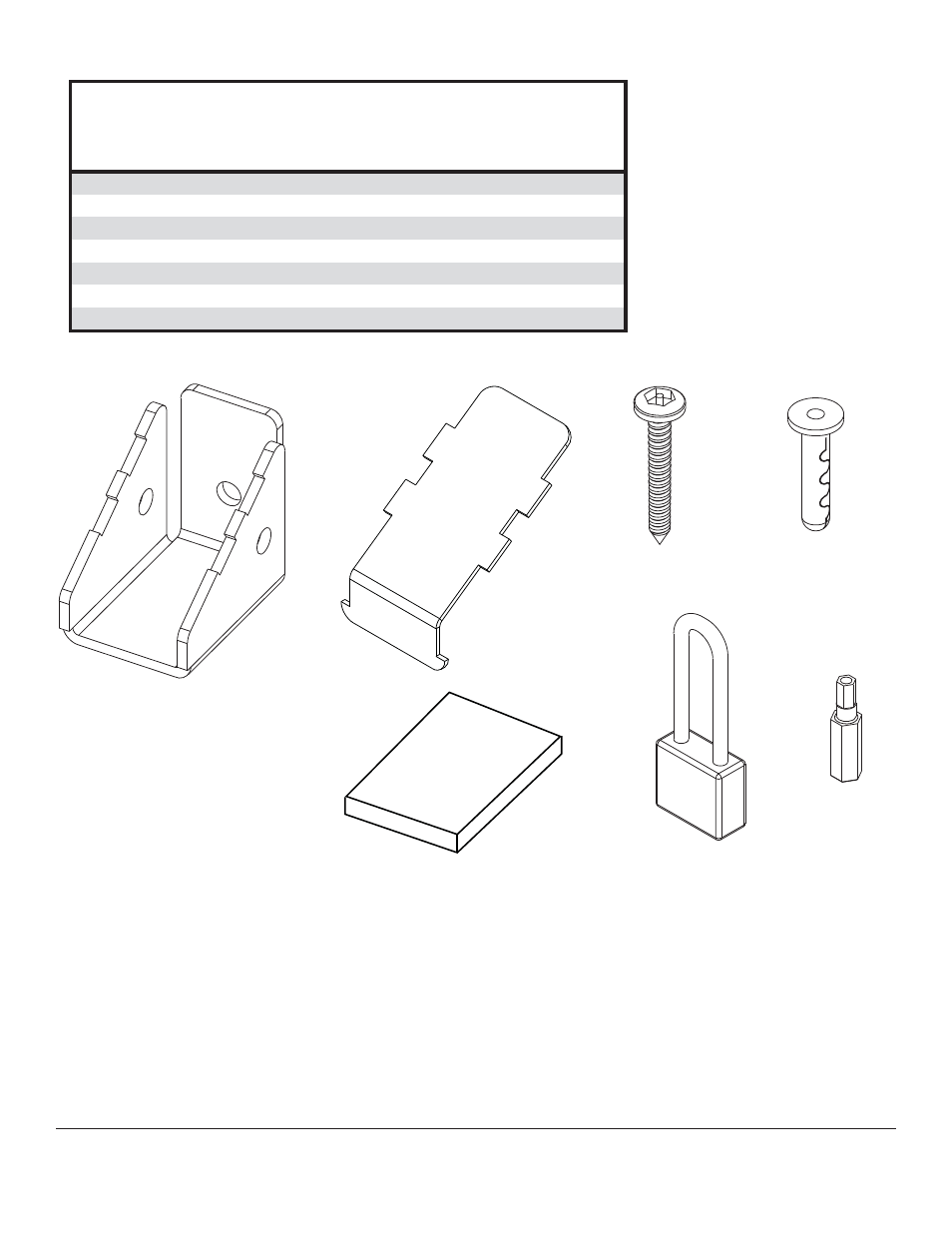 Parts list, Fe g a b | Peerless-AV ACC952 - Installation User Manual | Page 3 / 20