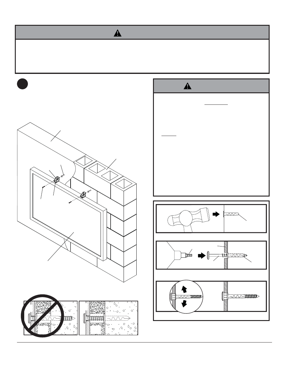 Warning, Da c, Ad c | Installation to solid concrete or cinder block 1 | Peerless-AV ACC952 - Installation User Manual | Page 5 / 20