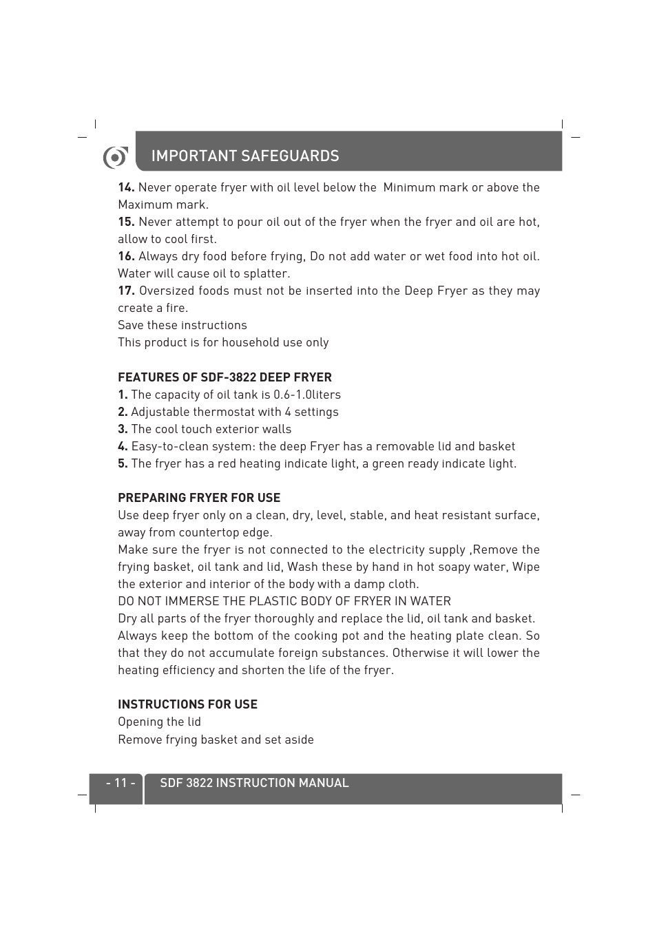 SINBO SDF 3822 User Manual | Page 12 / 48