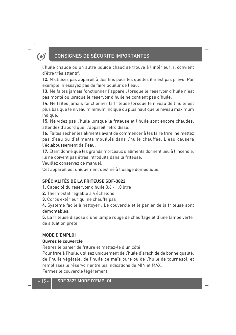 SINBO SDF 3822 User Manual | Page 16 / 48