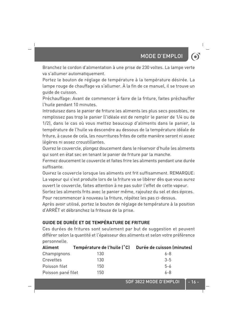 Mode d’emploi | SINBO SDF 3822 User Manual | Page 17 / 48