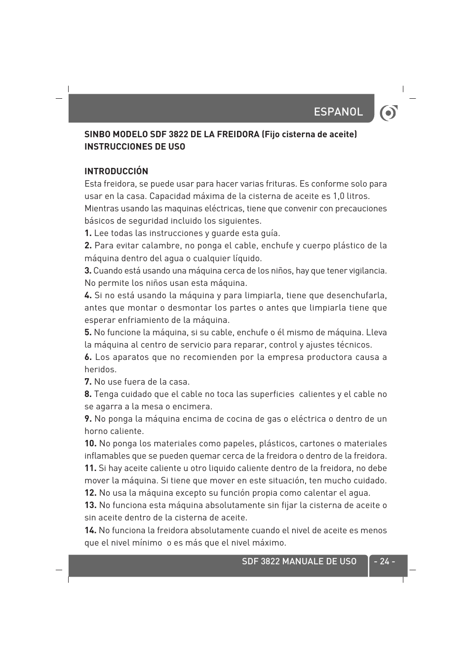 SINBO SDF 3822 User Manual | Page 25 / 48
