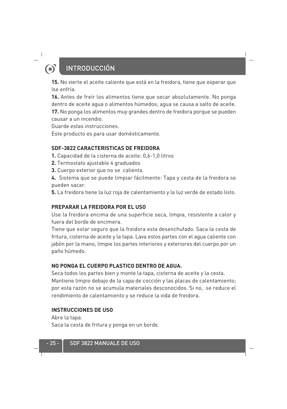 Introducción | SINBO SDF 3822 User Manual | Page 26 / 48
