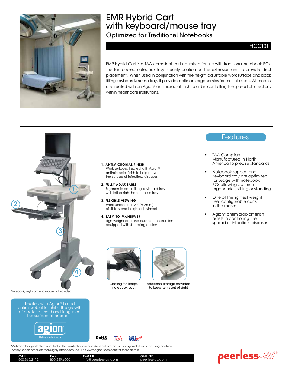 Peerless-AV HCC101  - Sell Sheet User Manual | 2 pages