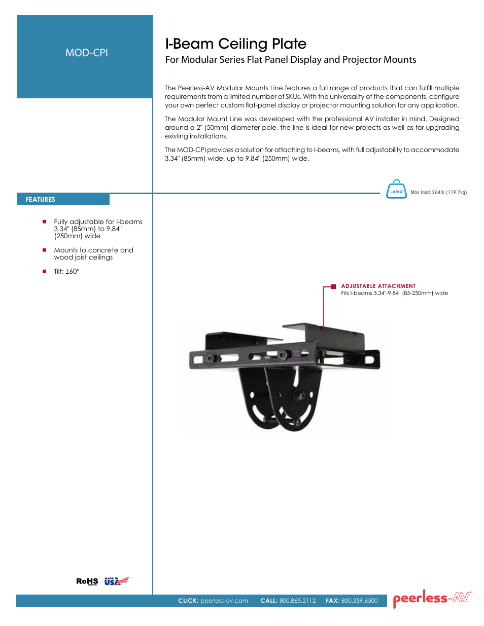 Peerless-AV MOD-CPI  - Sell Sheet User Manual | 2 pages