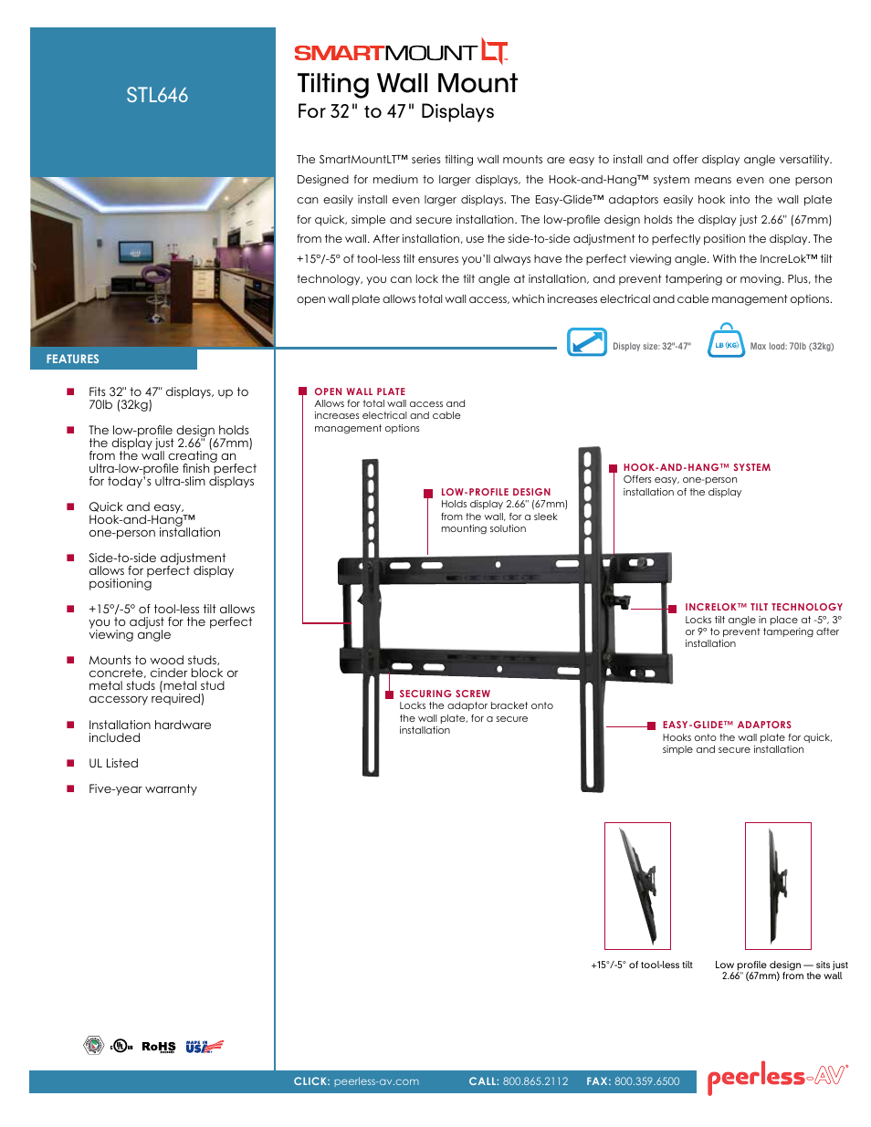 Peerless-AV STL646  - Sell Sheet User Manual | 2 pages