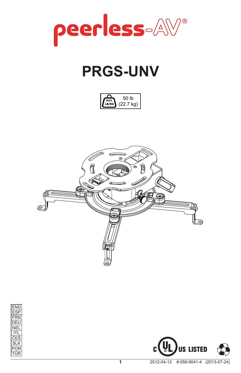 Peerless-AV PRGS-UNV - Installation User Manual | 24 pages