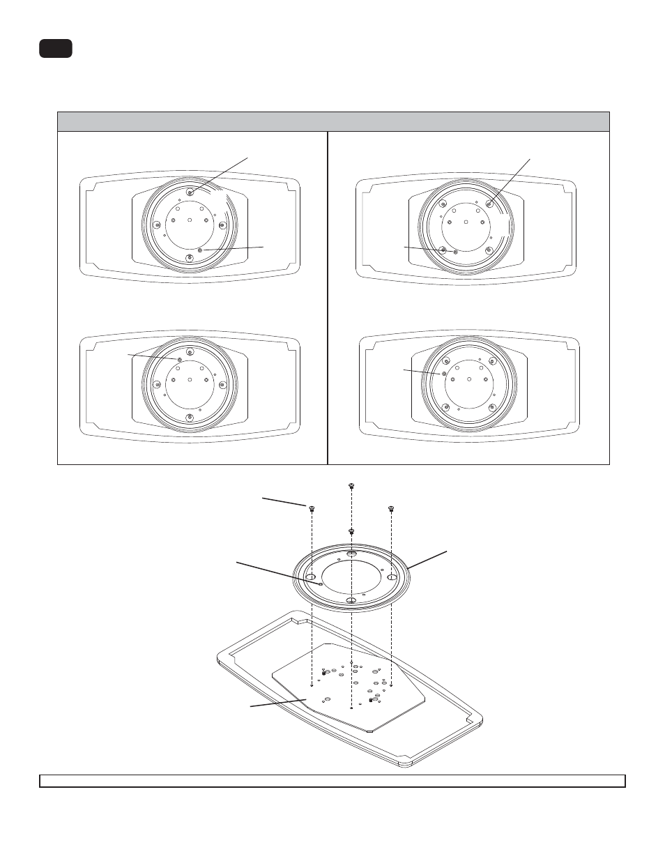 Ab e, Ba b a, Rivet location for swivel restriction | Peerless-AV HG442-HT3-S - Installation User Manual | Page 5 / 7
