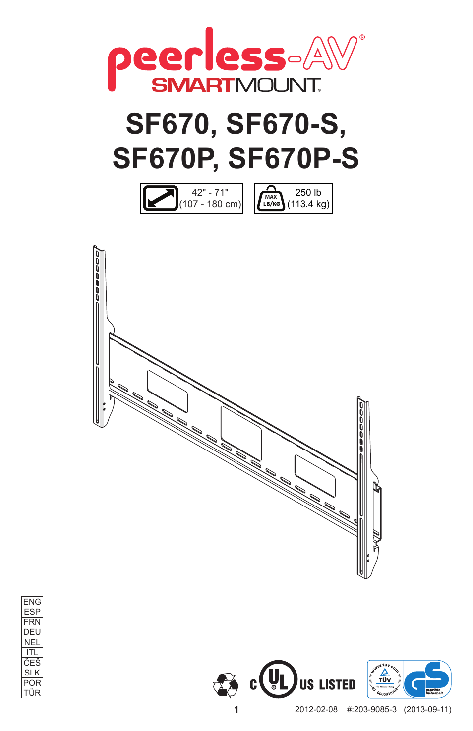 Peerless-AV SF670P - Installation User Manual | 20 pages