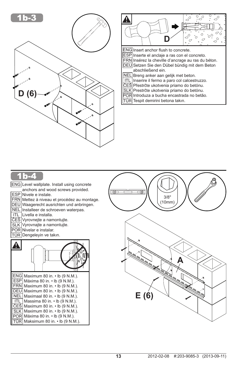 D (6) 1b-4, 1b-3, E (6) a d | Peerless-AV SF670P - Installation User Manual | Page 13 / 20