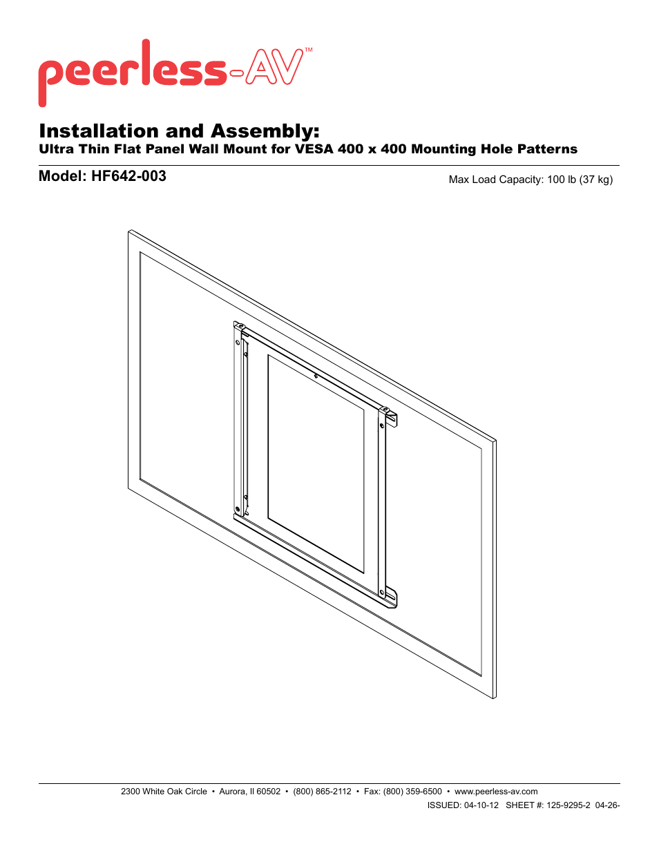 Peerless-AV HF642-003 - Installation User Manual | 7 pages