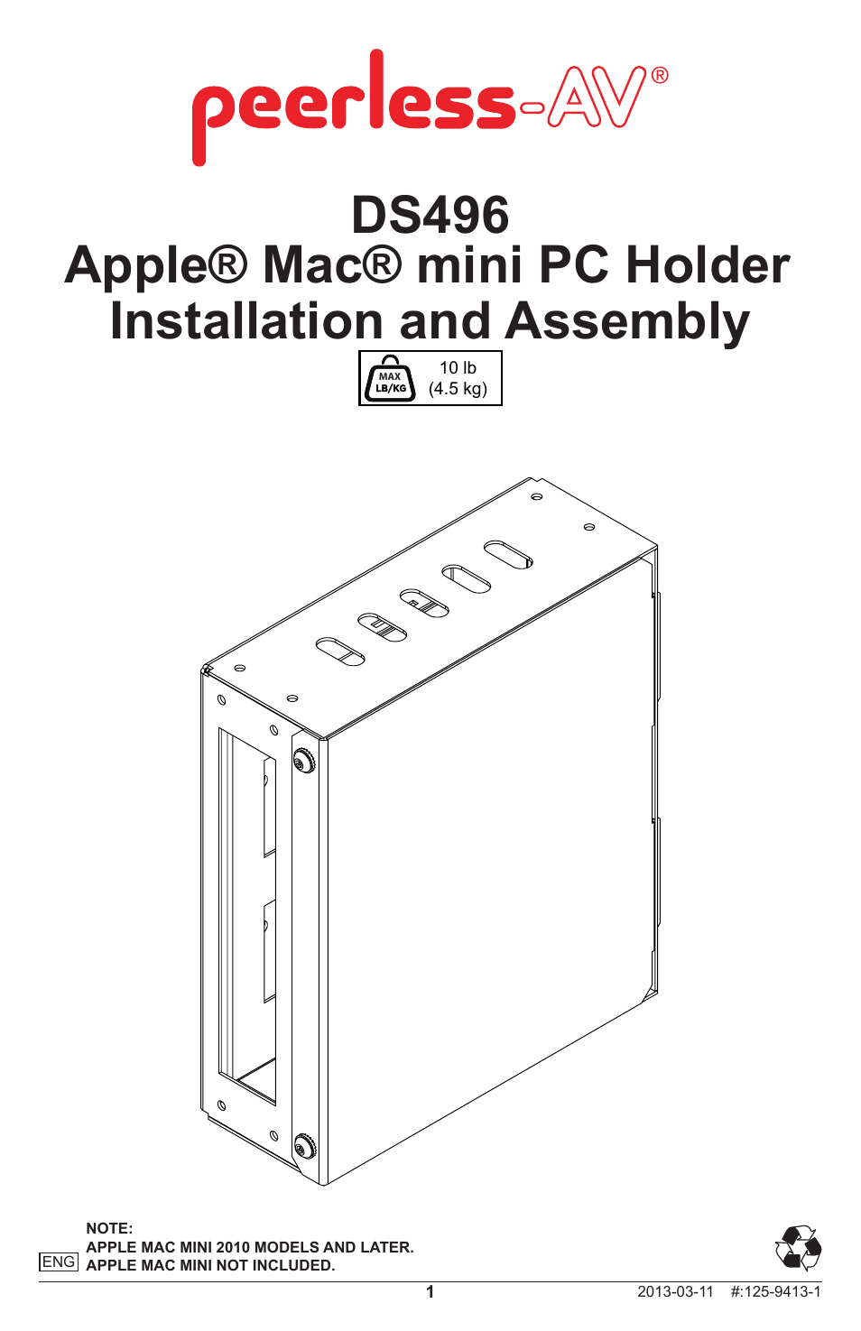 Peerless-AV DS496 - Installation User Manual | 8 pages