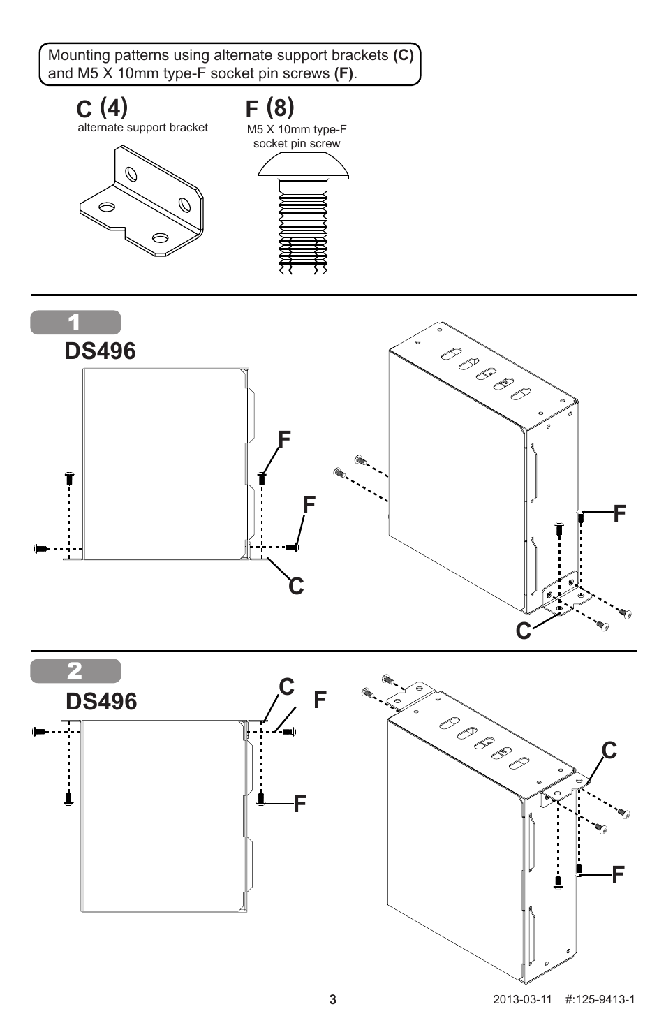 Ds496, F (8), C (4) | Peerless-AV DS496 - Installation User Manual | Page 3 / 8
