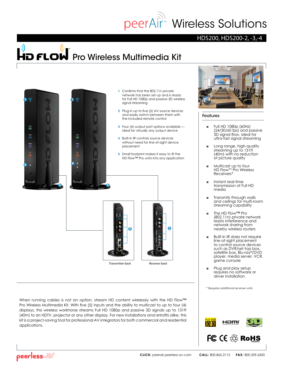 Peerless-AV HDS200-4  - Sell Sheet User Manual | 2 pages