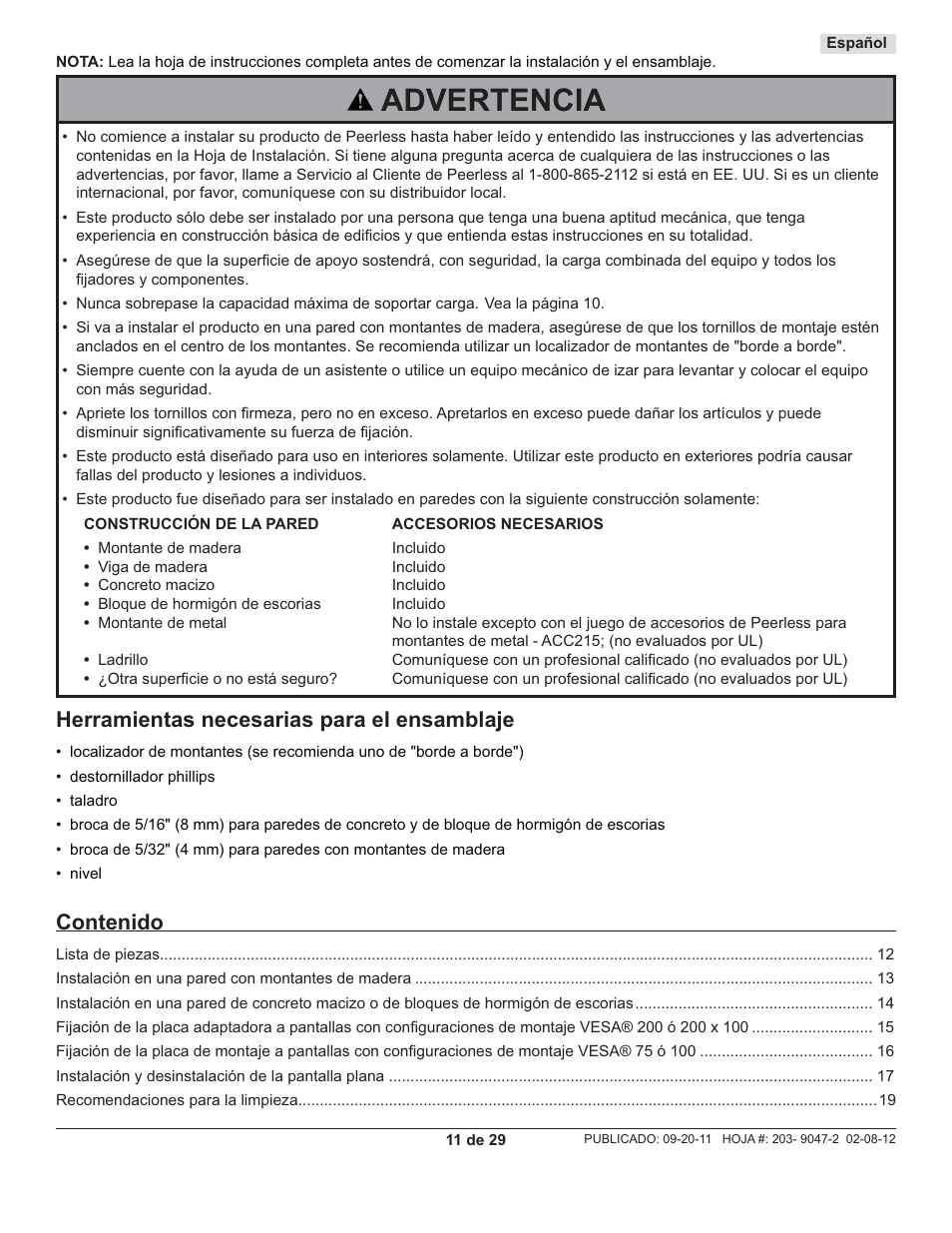 Peerless-AV ST632-AW - Installation User Manual | Page 11 / 29