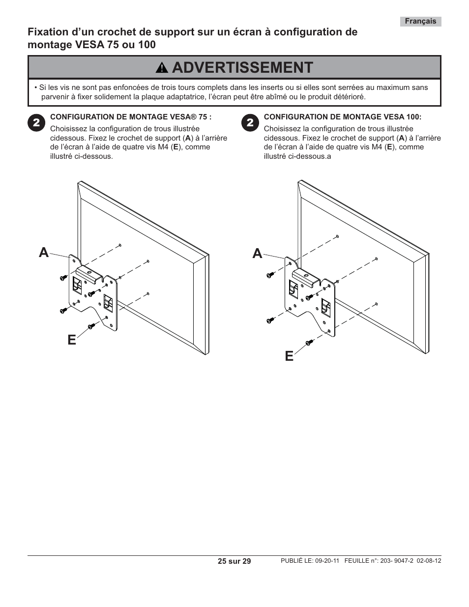 Advertissement, Ea a | Peerless-AV ST632-AW - Installation User Manual | Page 25 / 29