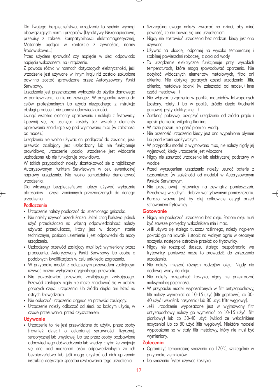 Tefal FF1024 User Manual | Page 17 / 32
