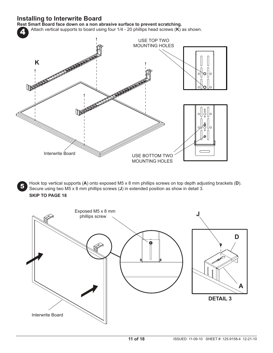 Kinstalling to interwrite board | Peerless-AV IWB600-UNIV - Installation User Manual | Page 11 / 18