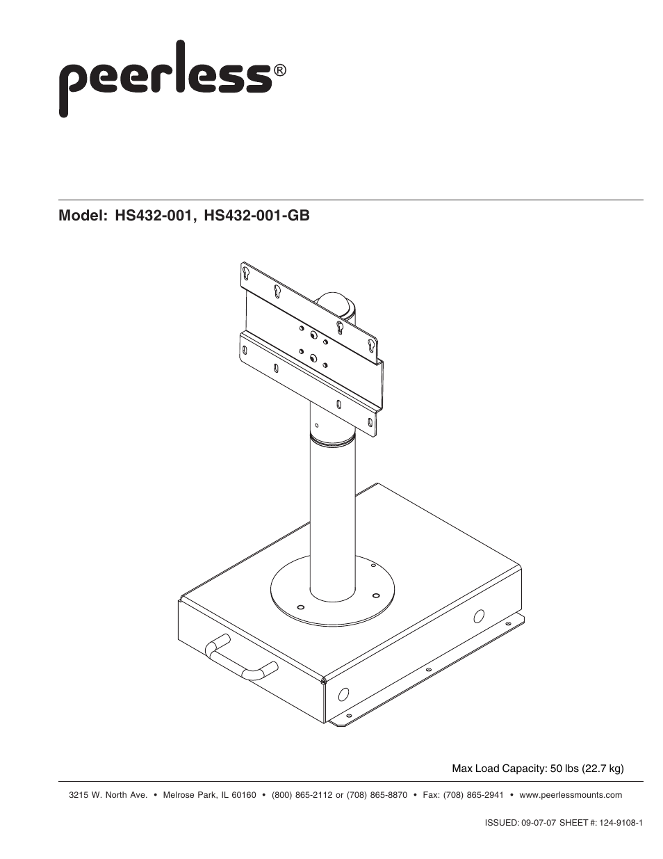 Peerless-AV HS432-001 - Installation User Manual | 6 pages