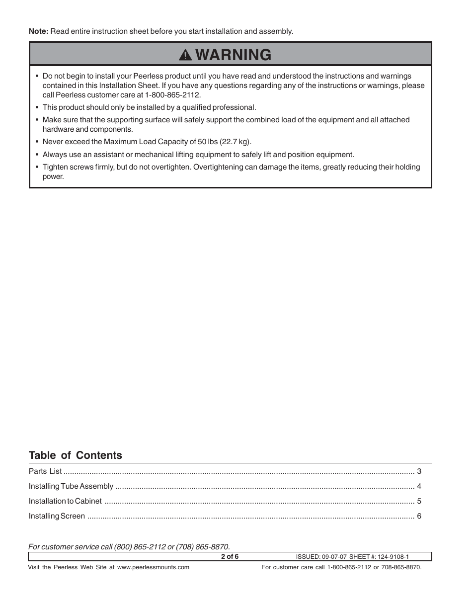 Peerless-AV HS432-001 - Installation User Manual | Page 2 / 6