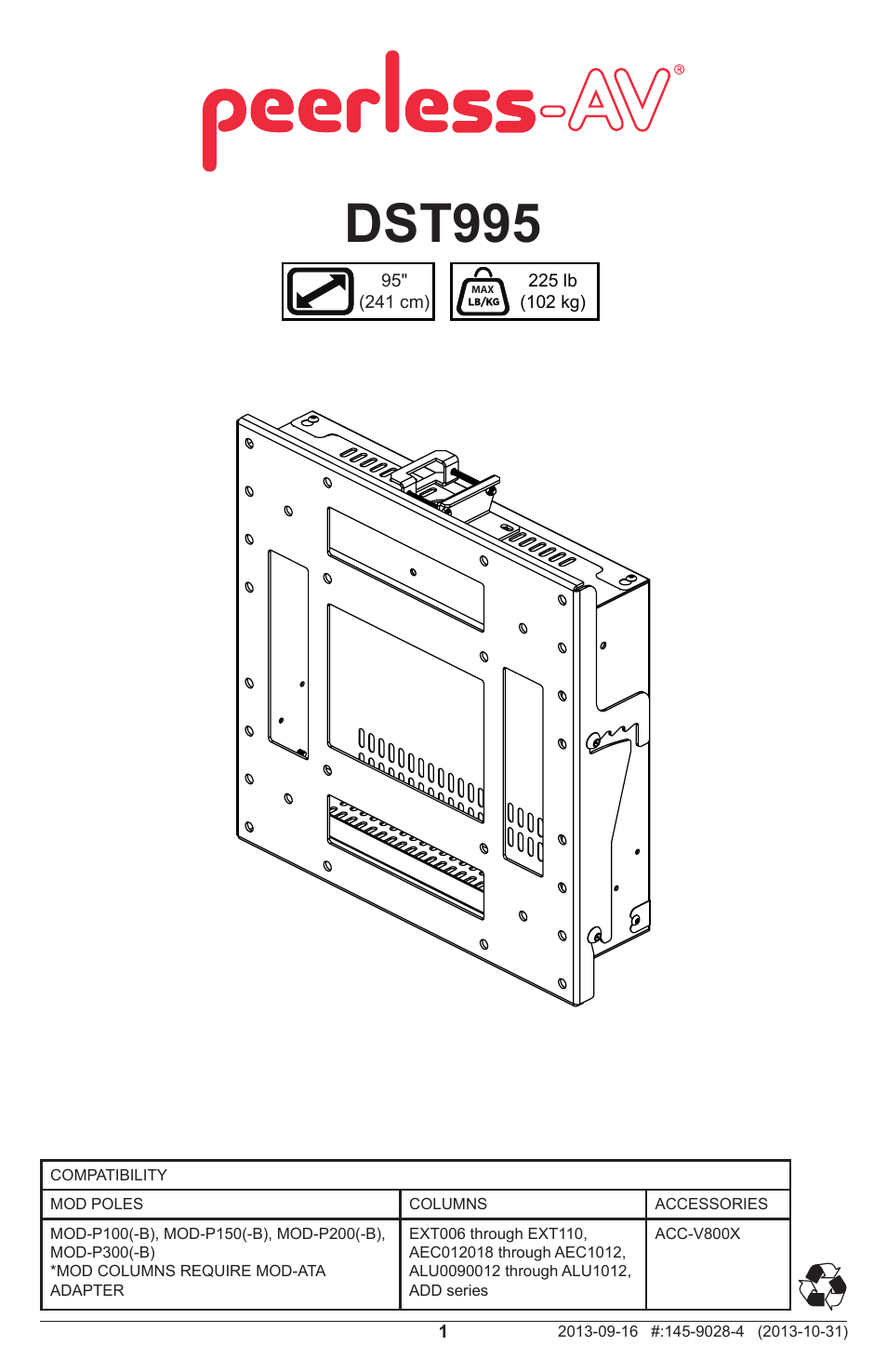 Peerless-AV DST995 - Installation User Manual | 13 pages
