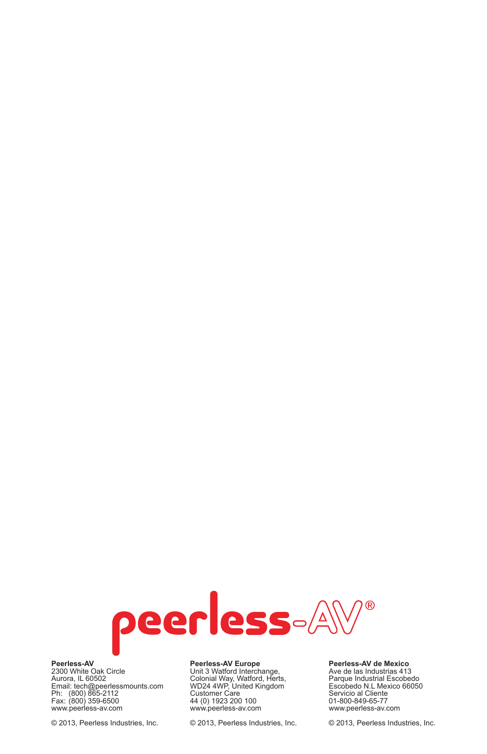 Peerless-AV DST995 - Installation User Manual | Page 13 / 13