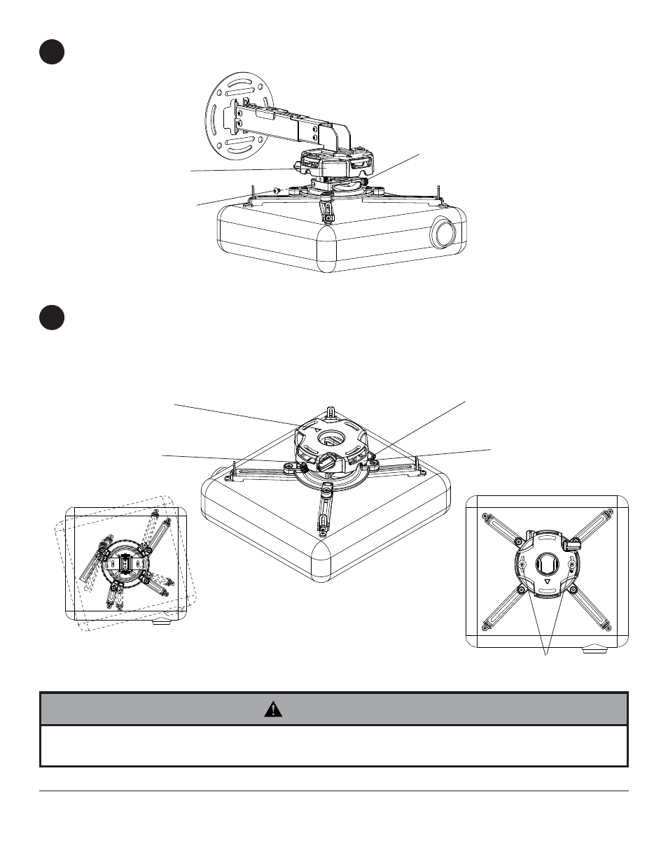 Warning, Projector alignment | Peerless-AV PRG-EXC - Installation User Manual | Page 12 / 14