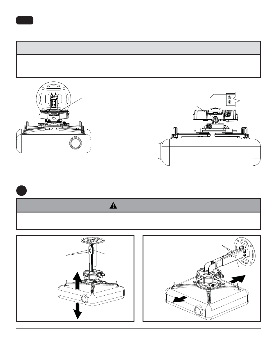 Caution, Warning, Adjusting mount extension | Peerless-AV PRG-EXC - Installation User Manual | Page 13 / 14