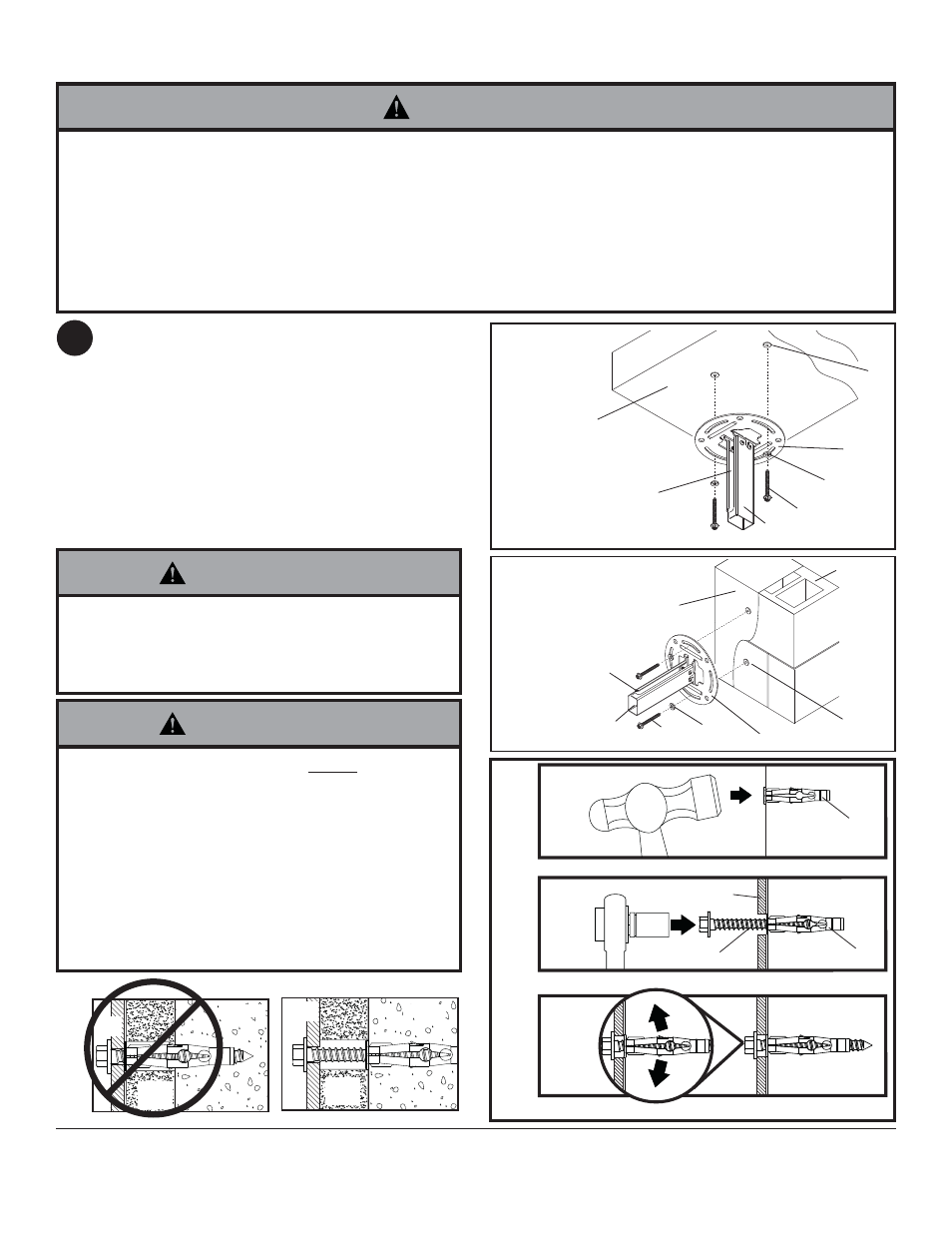 Warning, Cbb aa d d bb aa c, Aa d | Peerless-AV PRG-EXC - Installation User Manual | Page 7 / 14