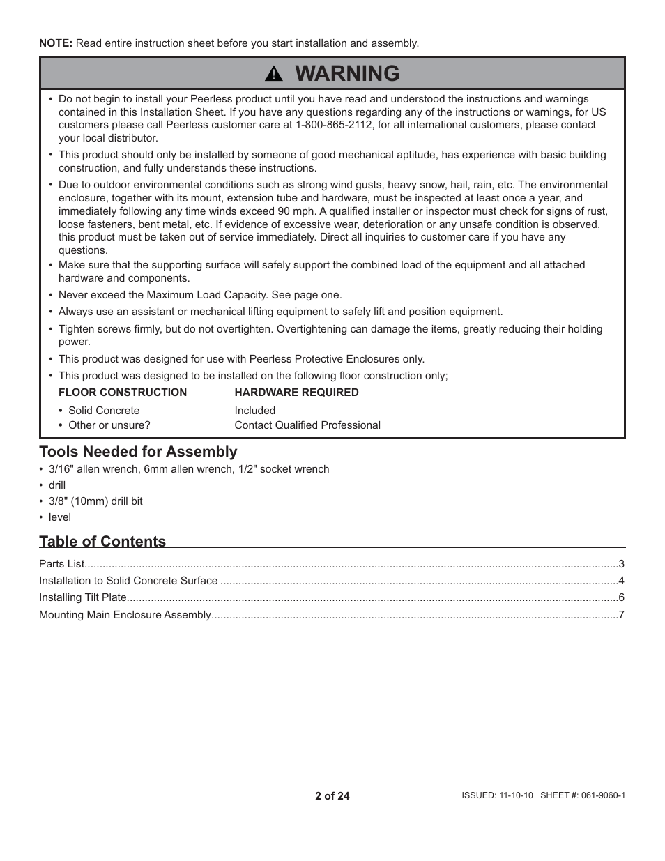 Peerless-AV FPEPM-08 - Installation User Manual | Page 2 / 24