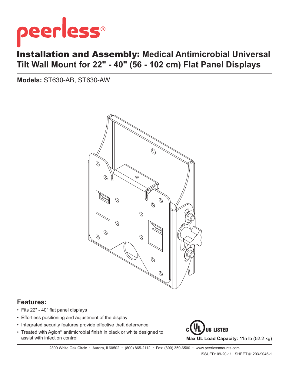 Peerless-AV ST630-AW - Installation User Manual | 26 pages