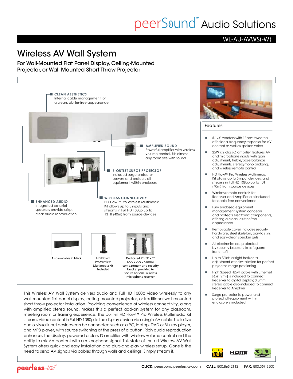 Peerless-AV WL-AU-AVWS  - Sell Sheet User Manual | 2 pages