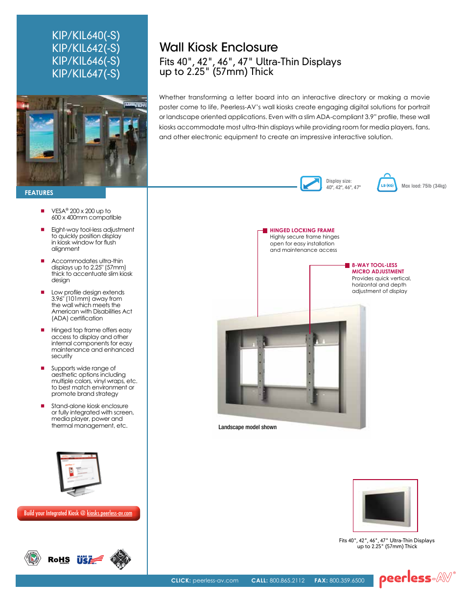 Peerless-AV KIP647-S  - Sell Sheet User Manual | 2 pages