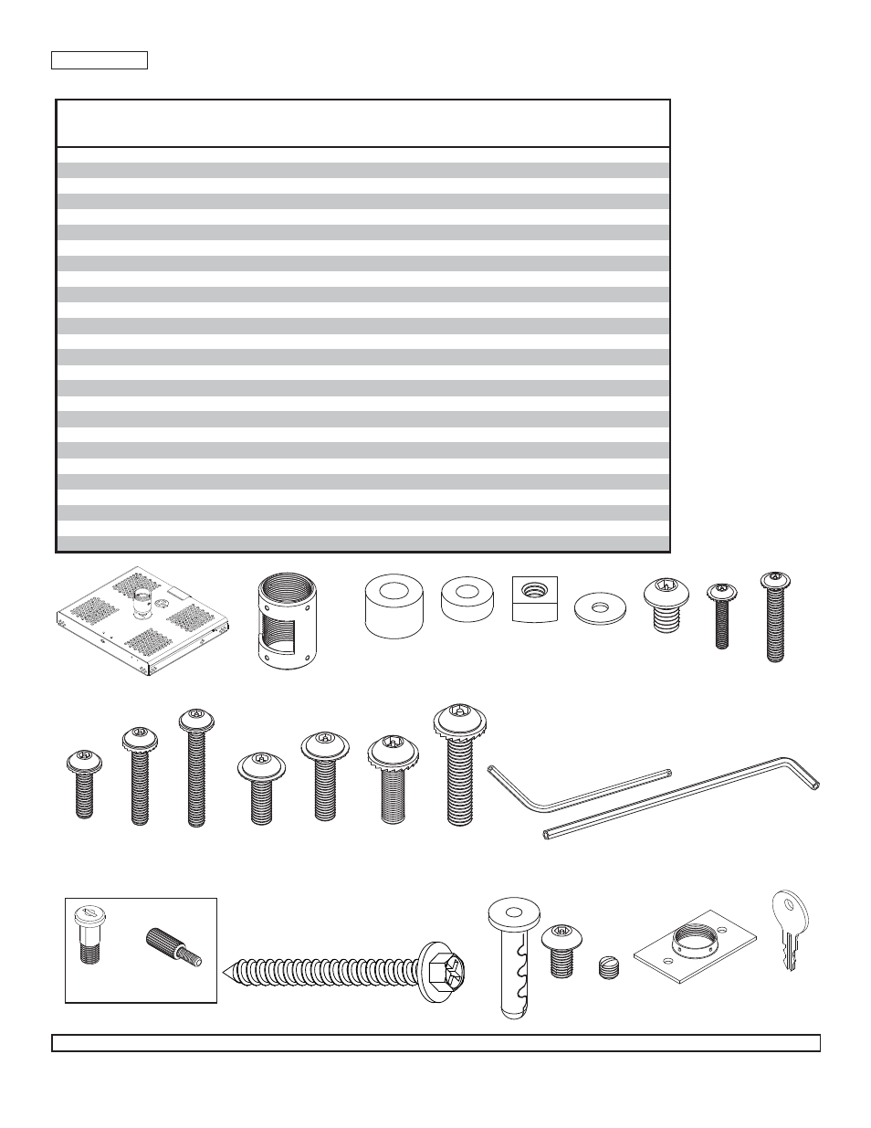 Parts list | Peerless-AV PSM-UNV-W - Installation User Manual | Page 3 / 9