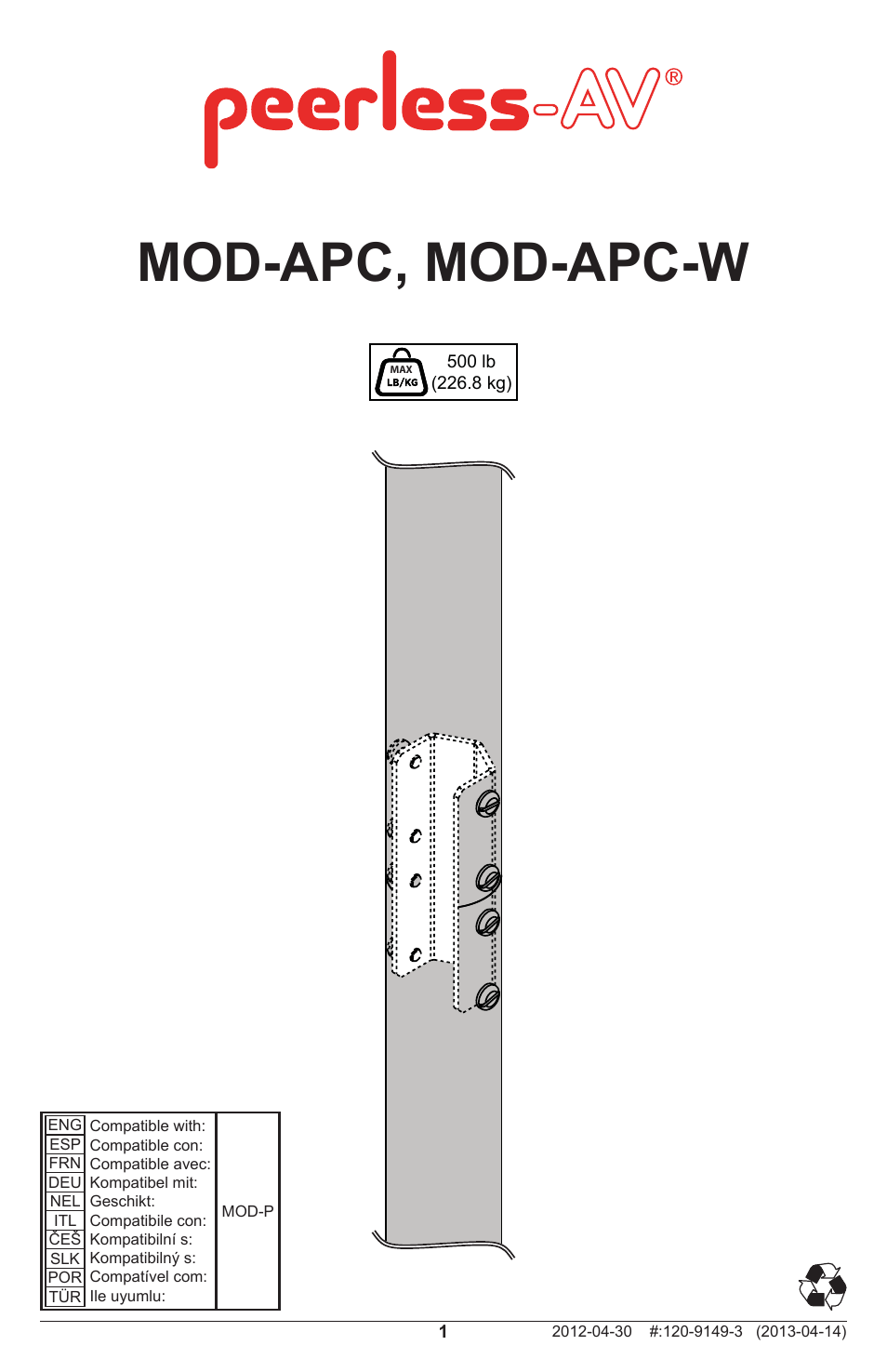 Peerless-AV MOD-APC - Installation User Manual | 8 pages