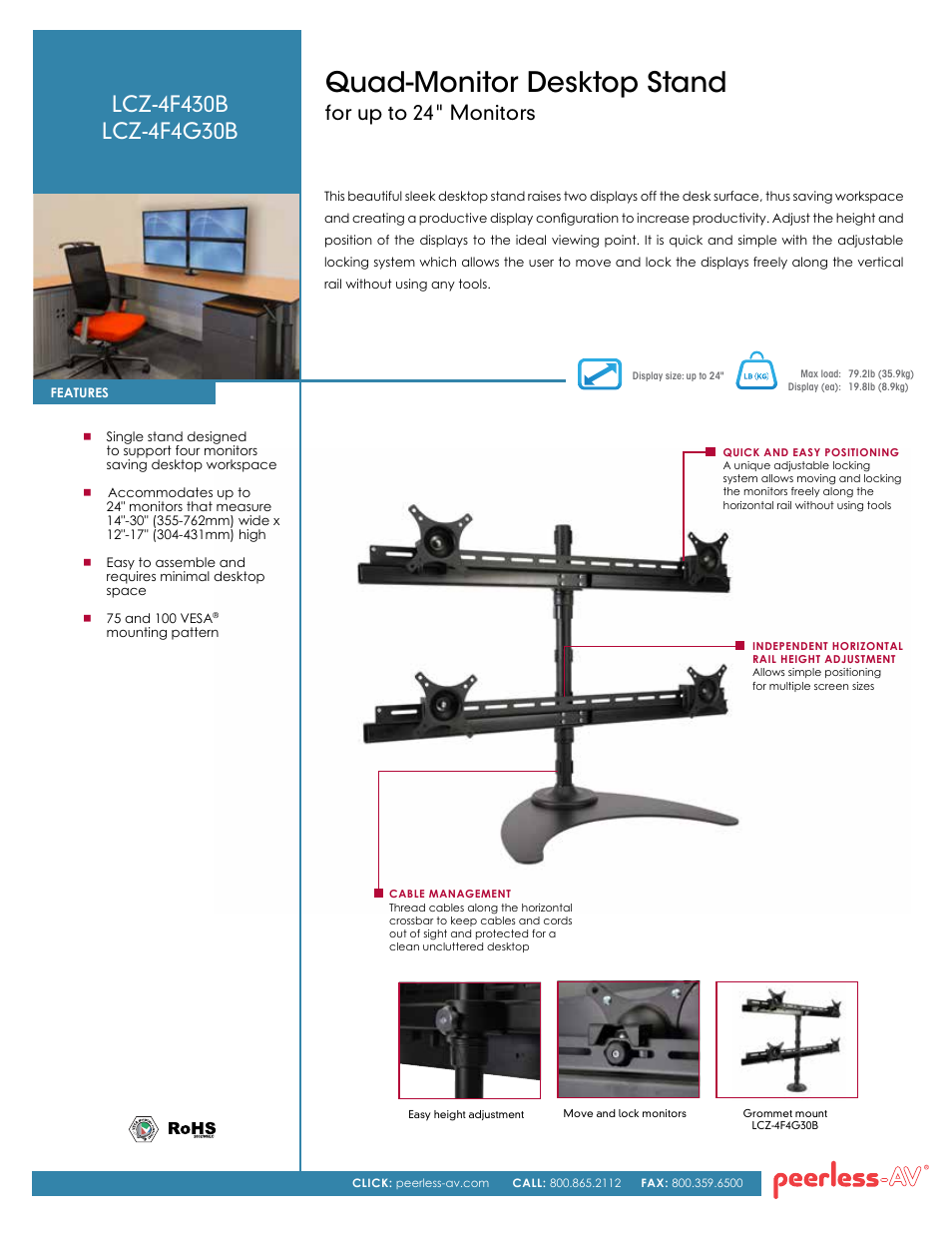 Peerless-AV LCZ-4F4G30B  - Sell Sheet User Manual | 2 pages