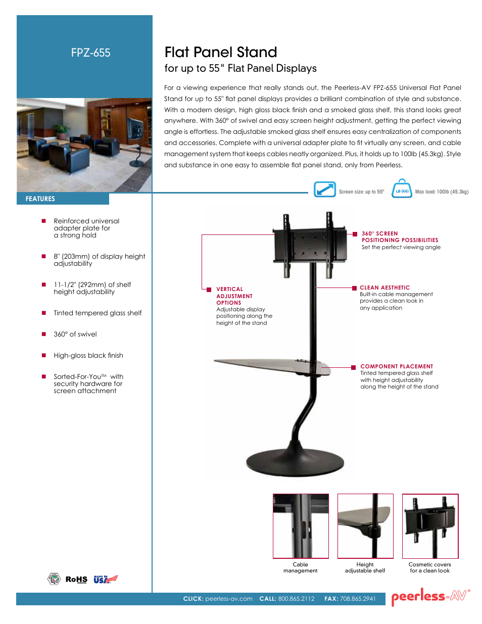 Peerless-AV FPZ-655  - Sell Sheet User Manual | 2 pages