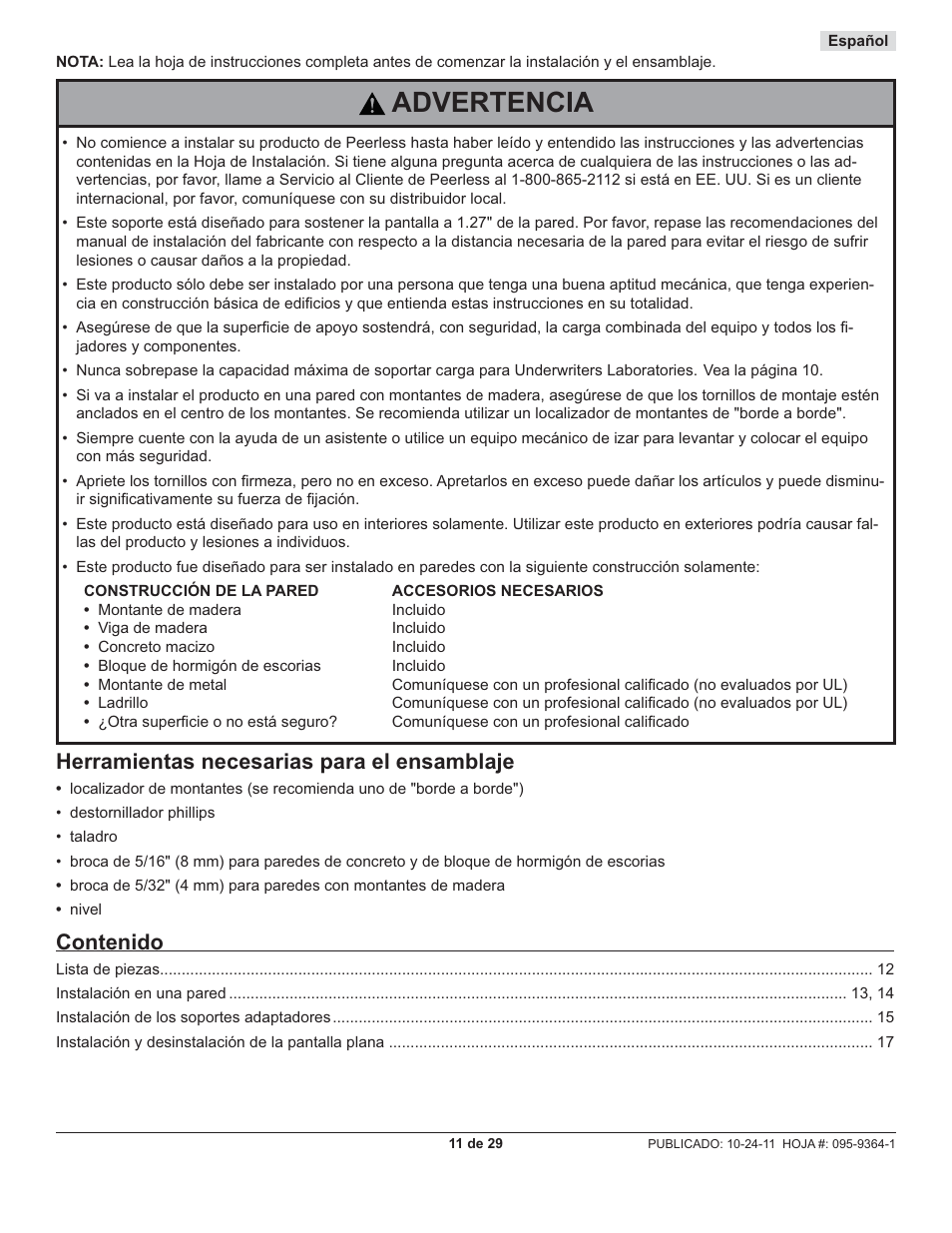 Peerless-AV SUA746PU - Installation User Manual | Page 11 / 29