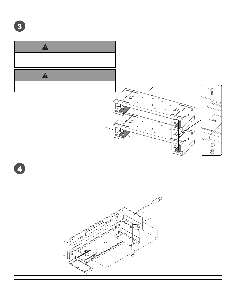 Warning, Ed f, Installing multiple dvd/dvr/vcr mounts | Peerless-AV VPM25-J - Installation User Manual | Page 5 / 5