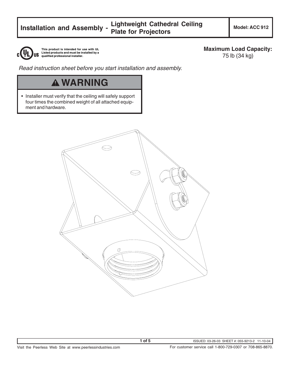 Peerless-AV ACC912 - Installation User Manual | 5 pages