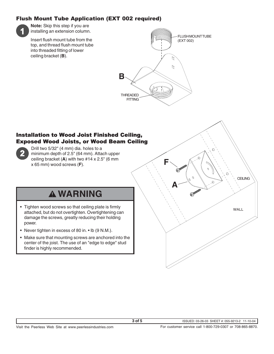 Warning | Peerless-AV ACC912 - Installation User Manual | Page 3 / 5