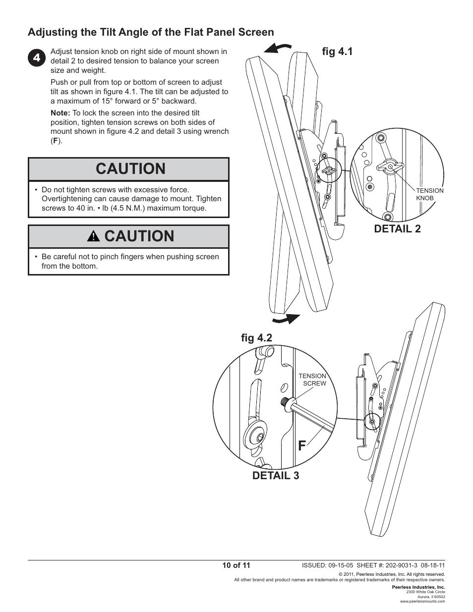Caution, Fi g 4.2 detail 3 | Peerless-AV ST16D - Installation User Manual | Page 10 / 11