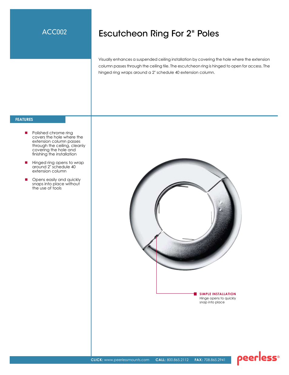 Peerless-AV ACC002  - Sell Sheet User Manual | 2 pages