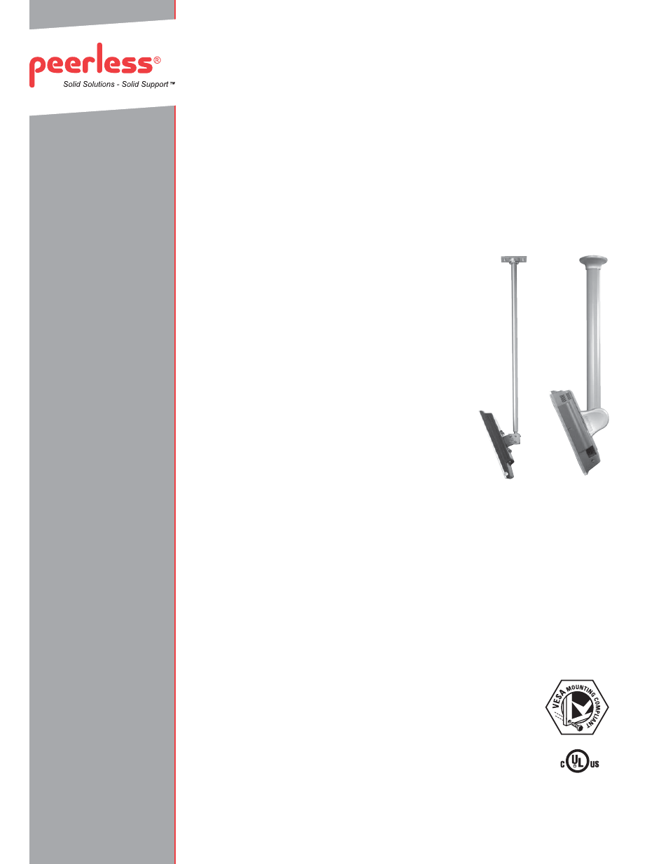 Lcd ceiling mount, For 13"-29" screens, Model numbers | Product specifications, Package specifications | Peerless-AV LCC-36S  - Sell Sheet User Manual | Page 2 / 2