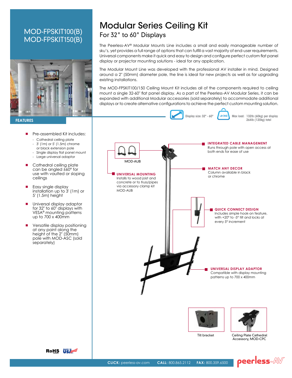 Peerless-AV MOD-FPSKIT150-B  - Sell Sheet User Manual | 2 pages