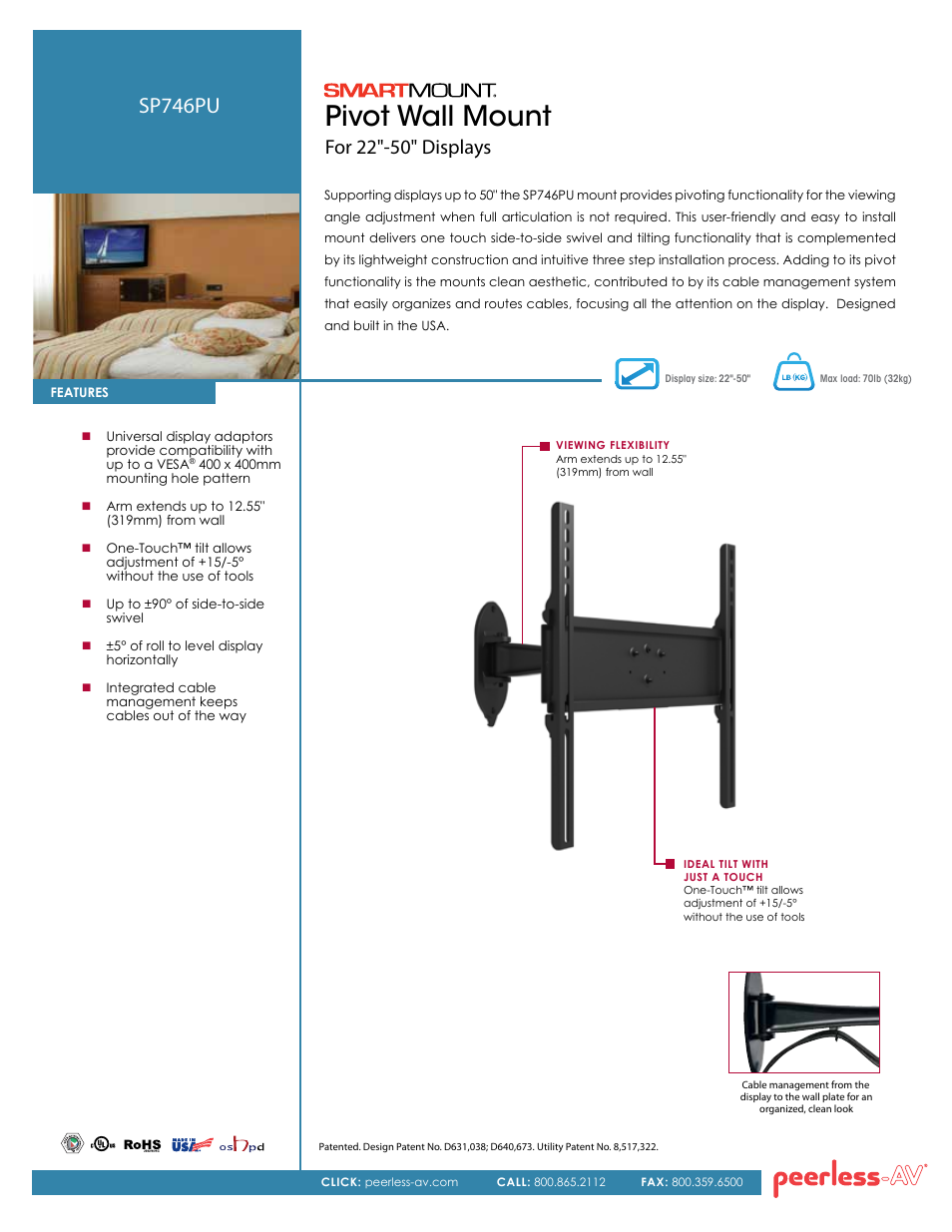 Peerless-AV SP746PU  - Sell Sheet User Manual | 2 pages