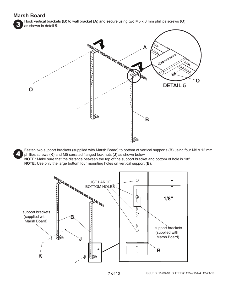 Marsh board j k, 1/8" b b, Ob a | Detail 5 o | Peerless-AV IWB600-2SB - Installation User Manual | Page 7 / 13