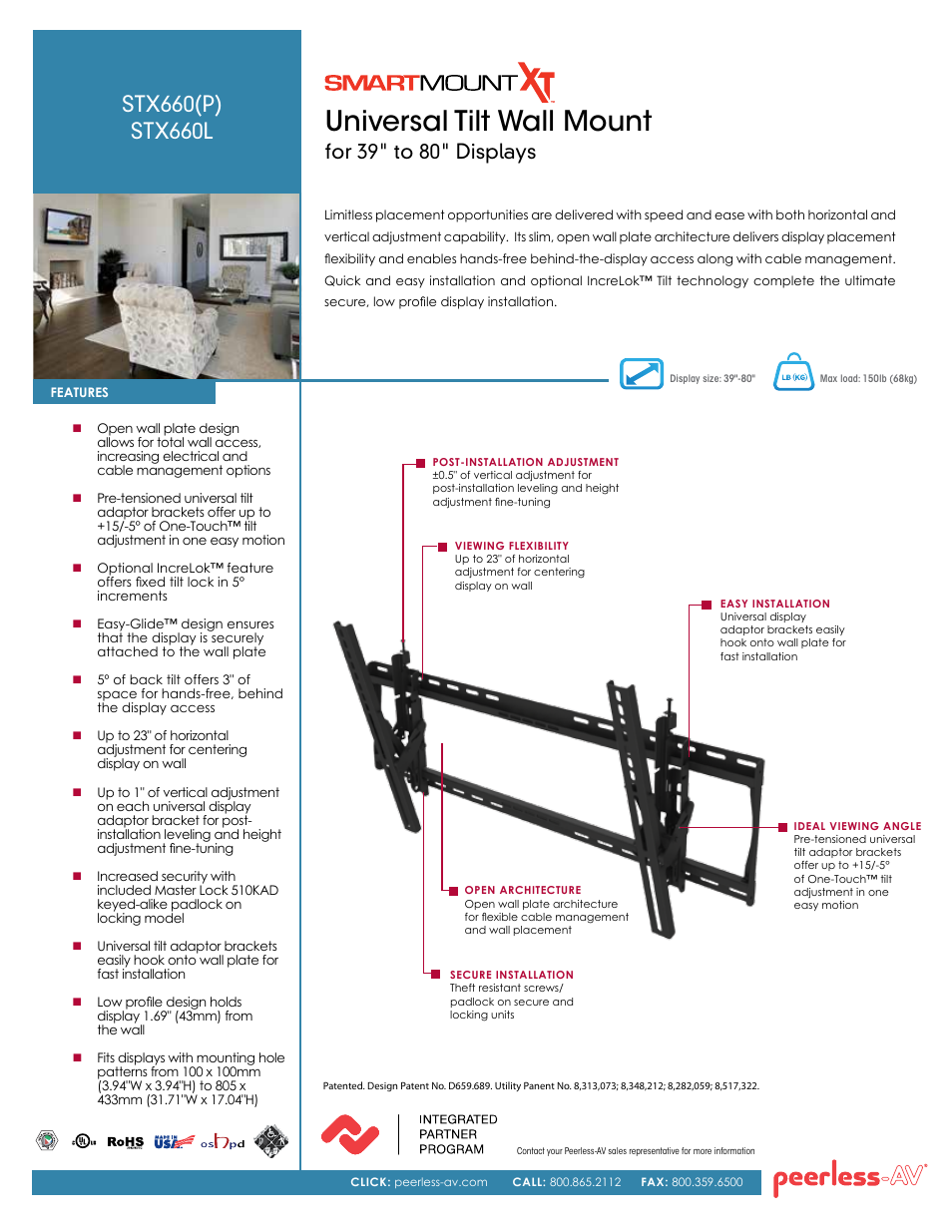 Peerless-AV STX660P  - Sell Sheet User Manual | 2 pages