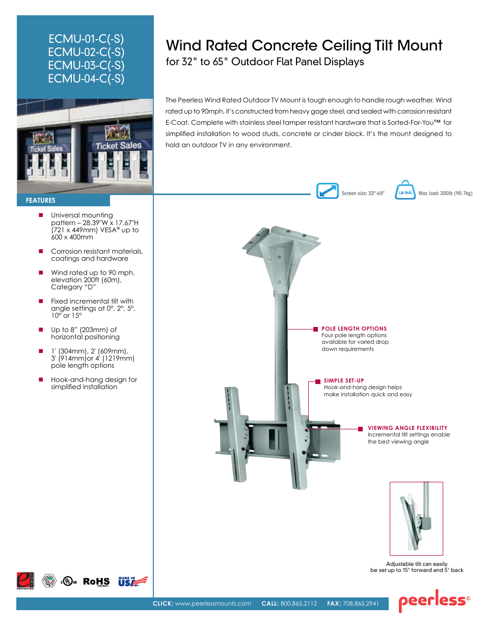 Peerless-AV ECMU-04-C-S  - Sell Sheet User Manual | 2 pages