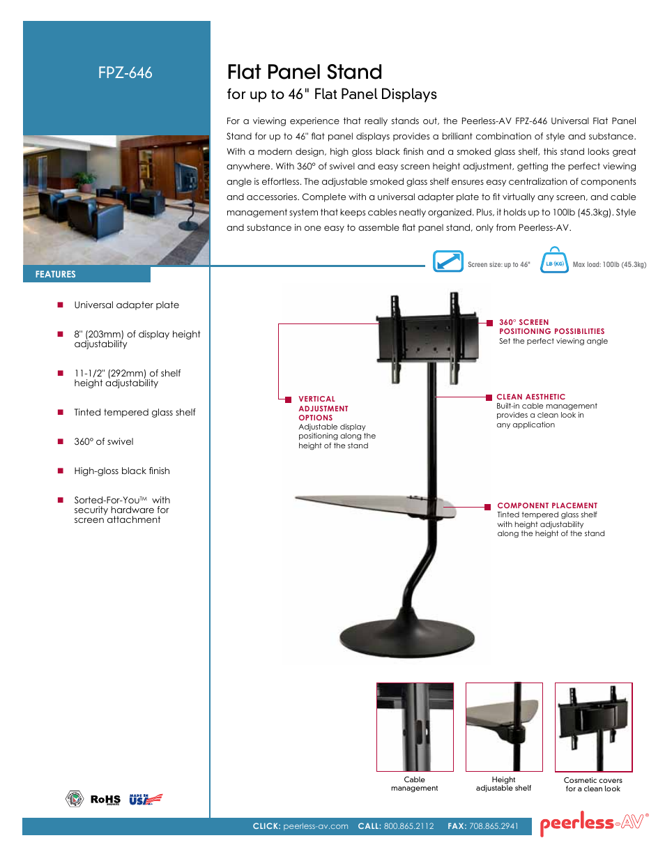 Peerless-AV FPZ-646  - Sell Sheet User Manual | 2 pages